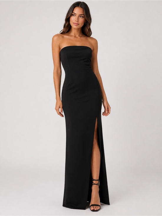 Lulus Dresses & Skirts - Lulus Famous Icon Black Strapless Column Maxi Dress NWT Medium Formal Slit Gown